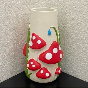 Adorable Ceramic 3D Red Mushroom 8-inch Vase